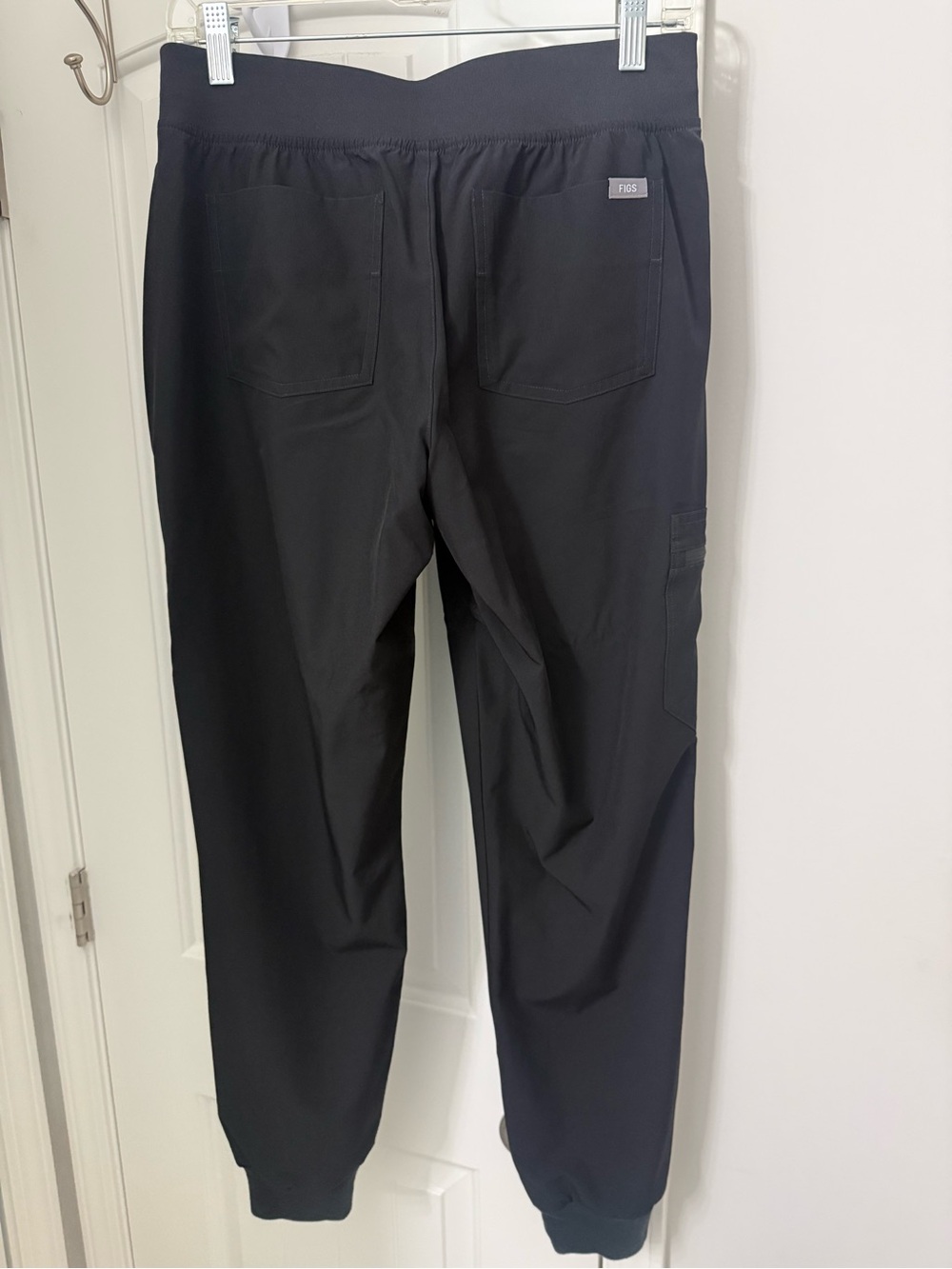 Figs Womens Black Joggers with Teal Drawstring - Picture 2 of 3